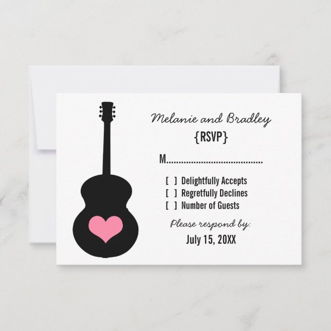 Pink/Black Guitar Heart Response Card (Front)