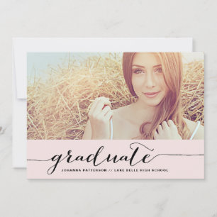 Pink & Black Handwritten Graduation Invitation