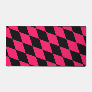 Pink Black Harlequin Diamonds Checkers Design Desk Mat