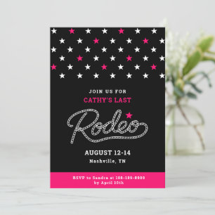 Pink Black Her Last Rodeo Bachelorette Party Invitation
