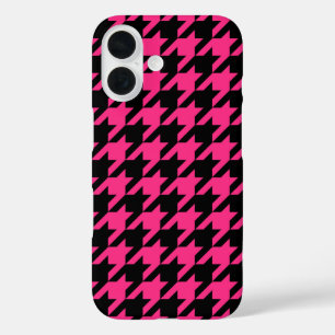 Pink Black Houndstooth Check iPhone 16 Case