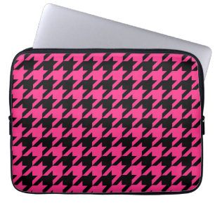 Pink Black Houndstooth Check Laptop Sleeve