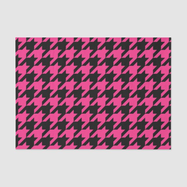 Pink Black Houndstooth Check Tissue Paper (Front)