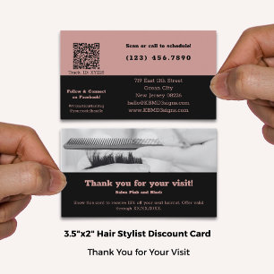 Pink & Black Image Thank You For Your Visit and Discount Card