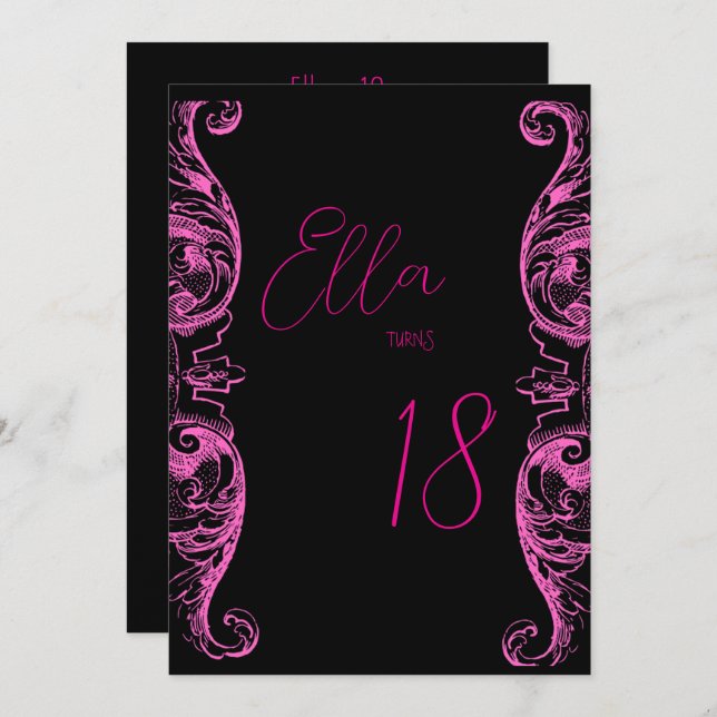 Pink & Black Invitation (Front/Back)