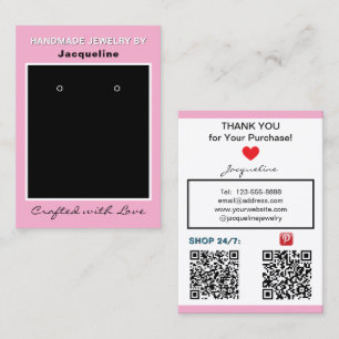 Pink Black Jewelry Earrings QR Codes Business Card