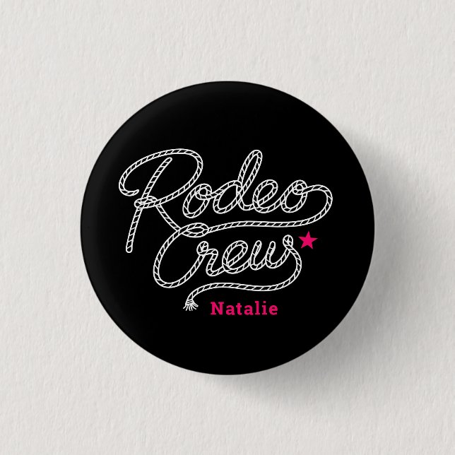 Pink Black Last Rodeo Crew Western Bach Party 3 Cm Round Badge (Front)