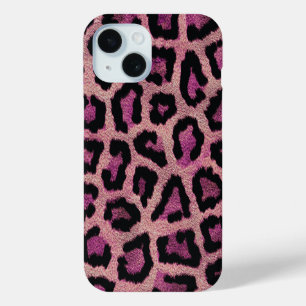 Pink Black Leopard Animal iPhone 15 Case
