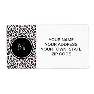 Pink Black Leopard Animal Print with Monogram