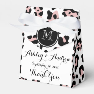 Pink Black Leopard Animal Print with Monogram Favour Box