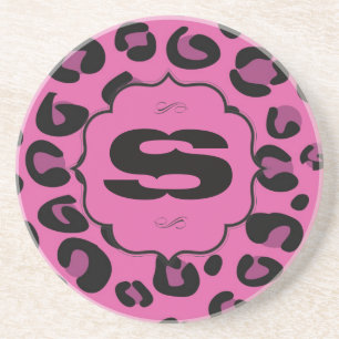 Pink Black Leopard Cheetah Print Animal Coasters