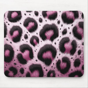 Pink & Black Leopard Fur Animal Print Spots Mouse Pad