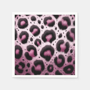 Pink & Black Leopard Fur Animal Print Spots Napkin