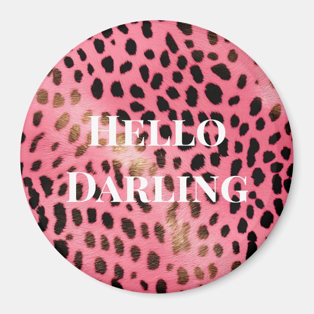 Pink Black Leopard Print Abstract Magnet (Front)
