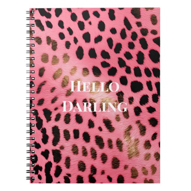Pink Black Leopard Print Abstract Notebook (Front)