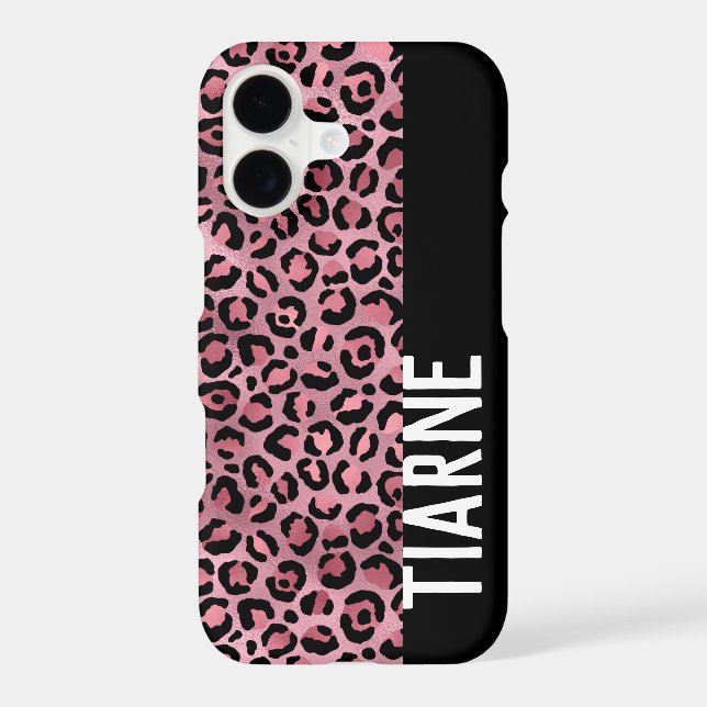 Pink Black Leopard Print Custom Name  (Back)