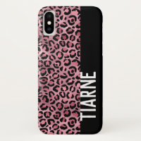 Pink Black Leopard Print Custom Name 