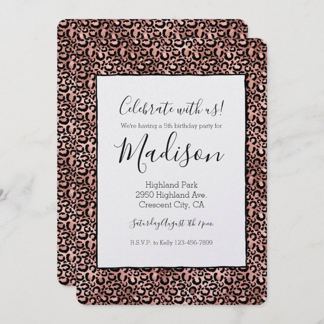 Pink Black Leopard Print Invitation (Front/Back)