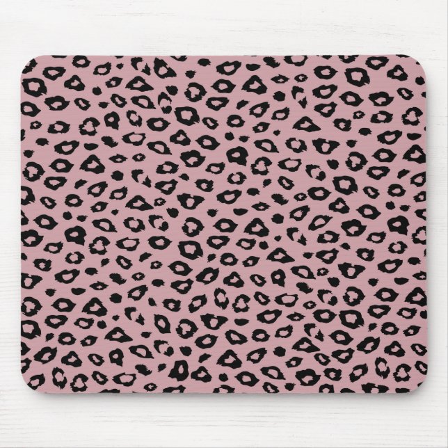 Pink Black Leopard Print Mouse Pad (Front)