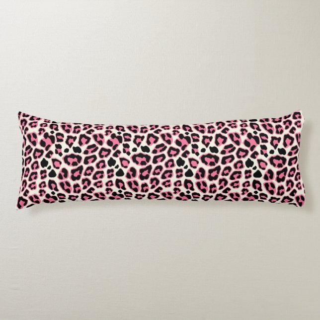 Pink & Black Leopard Print Pattern Body Cushion (Front)