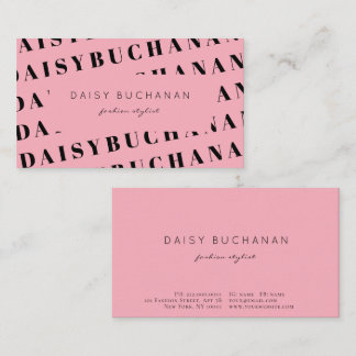 Pink Black Lettering Trendy Modern Business Card