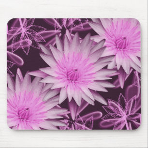 Pink black lilly flower mouse pad