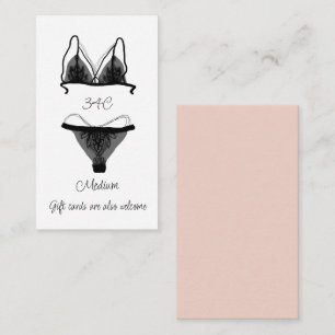 Pink Black Lingerie Size Oh la la Bridal Shower Enclosure Card