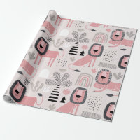 Pink Black Lions Boho Modern Baby Kids