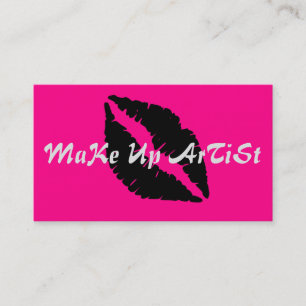 Pink & Black Makeup Artist Business Card