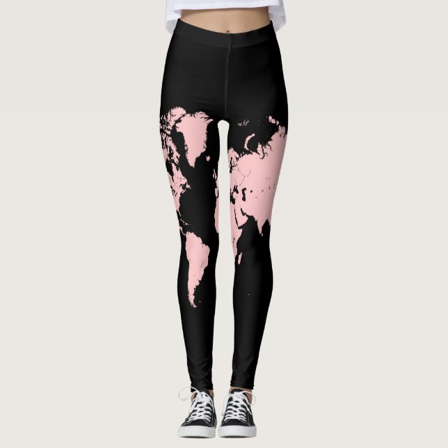 Pink & Black Map Leggings (Front)