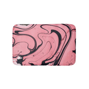 Pink Black Marble Hand Drawn Bath Mat