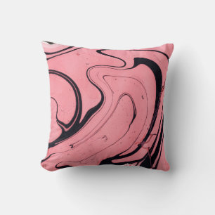 Pink Black Marble Hand Drawn Cushion