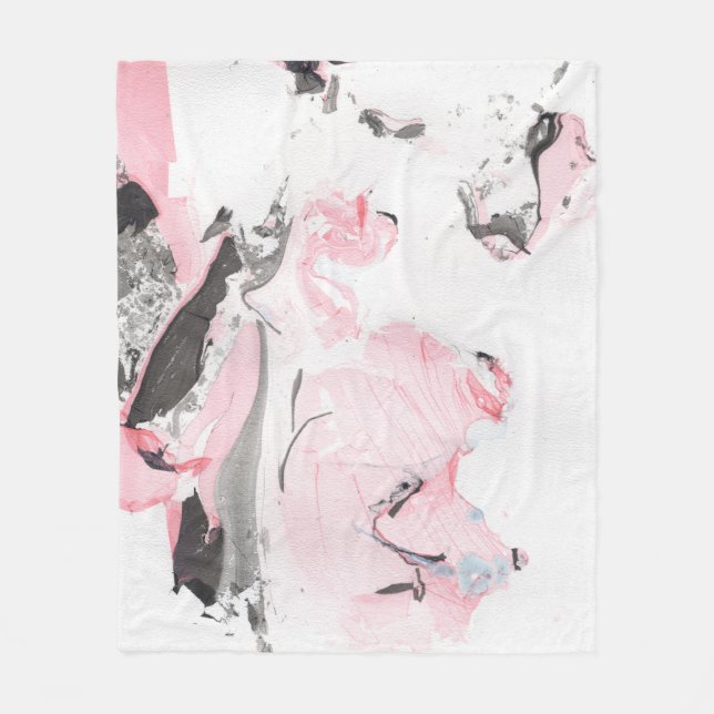 Pink Black Marble: Hand Drawn Fleece Blanket (Front)