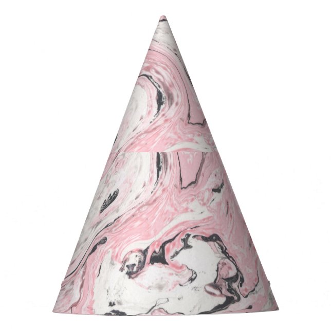 Pink Black Marble: Hand Drawn Party Hat (Front)