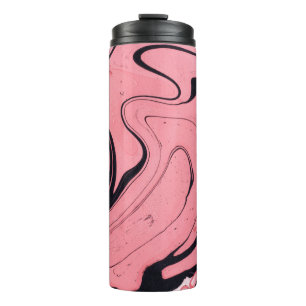 Pink Black Marble Hand Drawn Thermal Tumbler