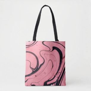 Pink Black Marble Hand Drawn Tote Bag