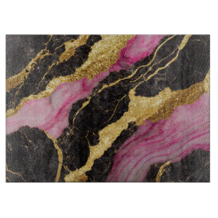 Pink Black Marble Pattern with Gold Cutting Board