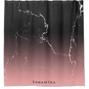 Pink & Black Marble Shower Curtain