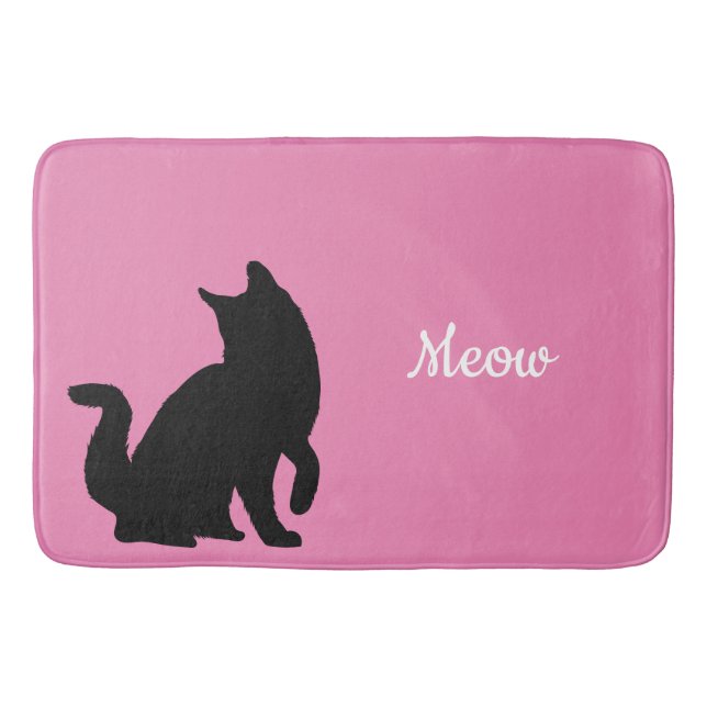 Pink Black Meow Cat  Bath Mat (Front)