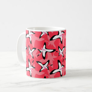 Pink black modern abstract flowers coffee mug