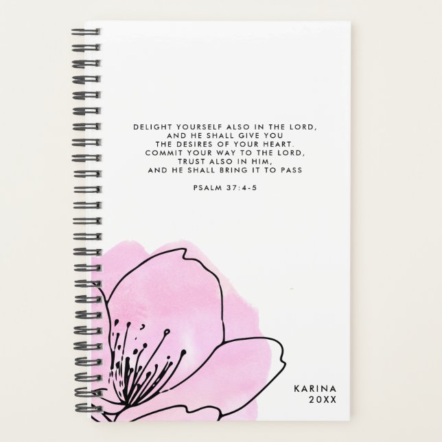 Pink & Black Modern Floral Personalised Scripture Planner (Front)