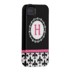 Pink Black Monogram Fleur de Lis Pattern