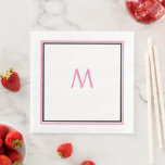 Pink Black Monogram Initial Custom Name Cute 2023 Napkin<br><div class="desc">Designed with text template for monogrammed initial which you can customise!</div>