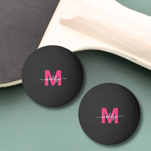 Pink Black Monogram Ping Pong Ball