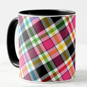 Pink Black Multicolour Flannel Plaid Tartan Mug