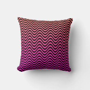 Pink Black Orange Wavy Stripes Cushion