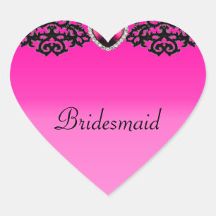 Pink & Black Ornate Heart Pendant Wedding Heart Sticker