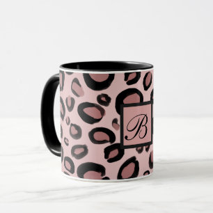 Pink & Black Painted Cheetah Leopard Print Spots Mug