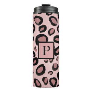 Pink & Black Painted Cheetah Leopard Print Spots Thermal Tumbler