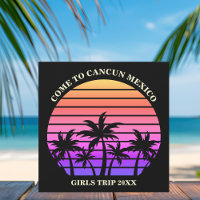 Pink Black Palm Trees Tropical Beach Vacation